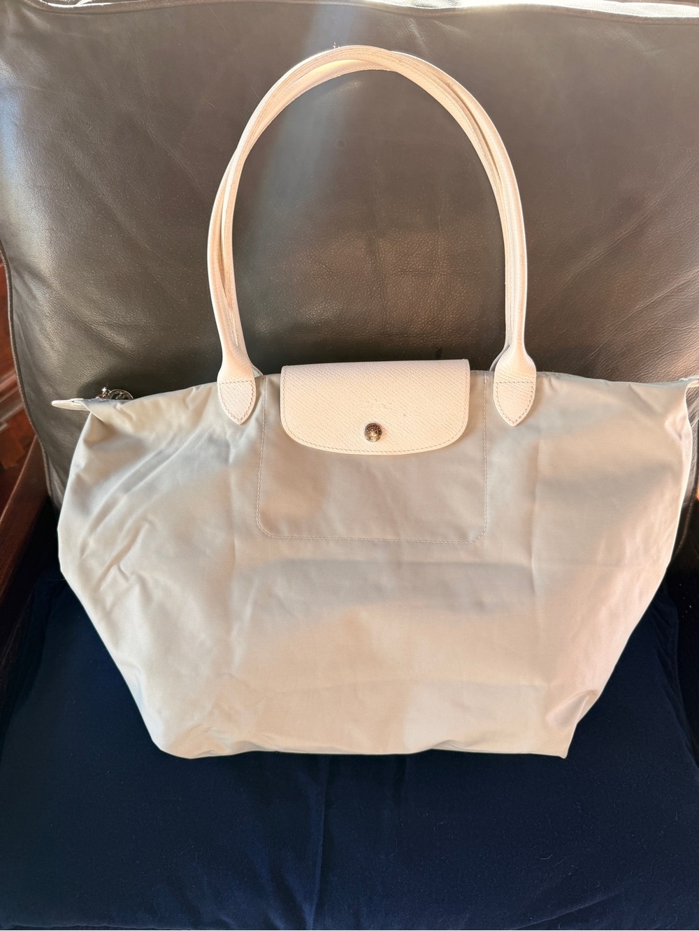 Longchamp Tote Bag Special Edition Grey and white